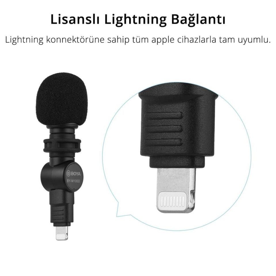 Boya BY-M100D Kompakt Lighting Telefon Mikrofonu