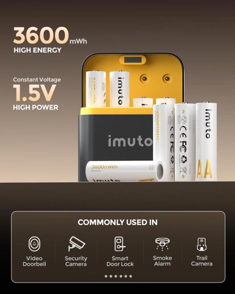 Imuto 3600 mWh AA Lityum Şarjlı Pil Seti (8’li)