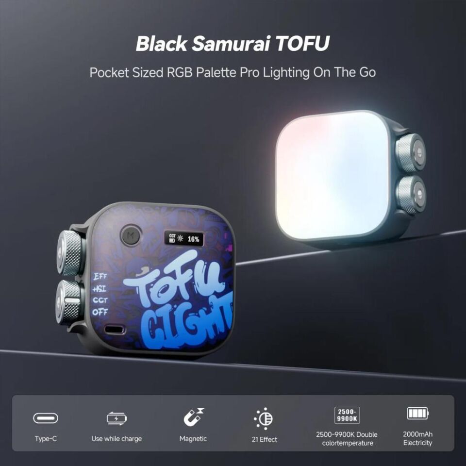 Photoolex Black Samurai TOFU RGB LED Video Işığı