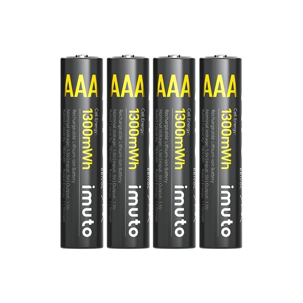 Imuto 1300mWh AAA Şarj Edilebilir Lityum Pil (4’lü Paket)