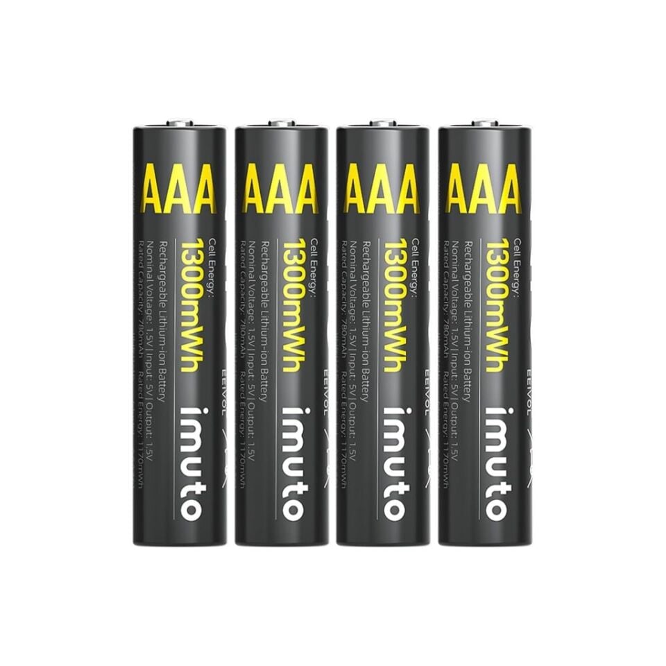 Imuto 1300mWh AAA Şarj Edilebilir Lityum Pil (4’lü Paket)