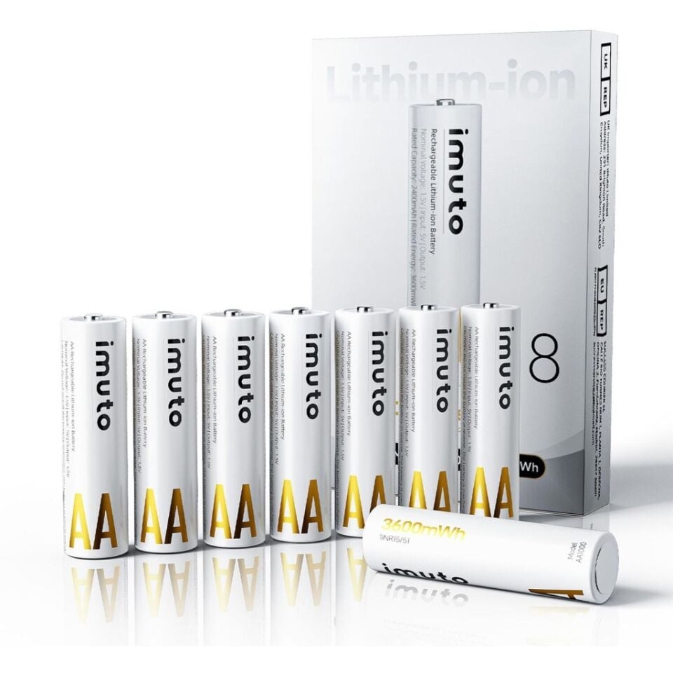 Imuto 3600mWh AA Şarj Edilebilir Lityum Pil (8’li Paket)