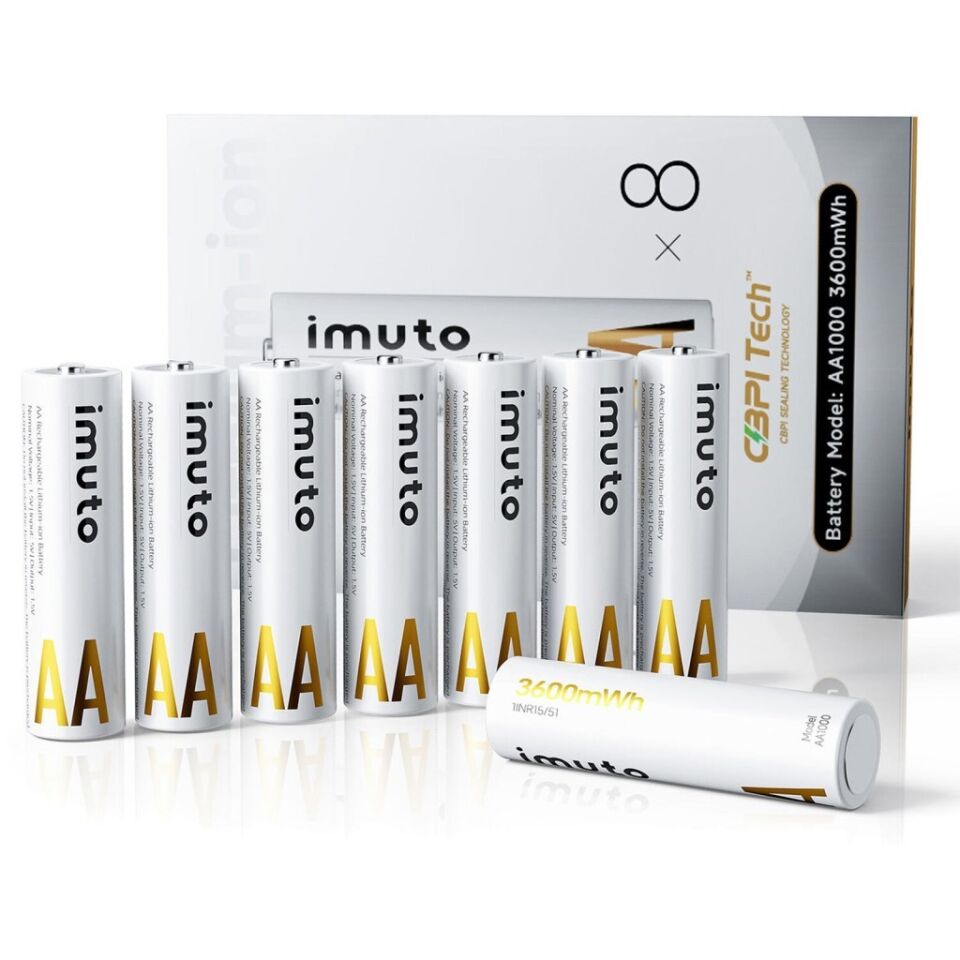Imuto 3600mWh AA Şarj Edilebilir Lityum Pil (8’li Paket)