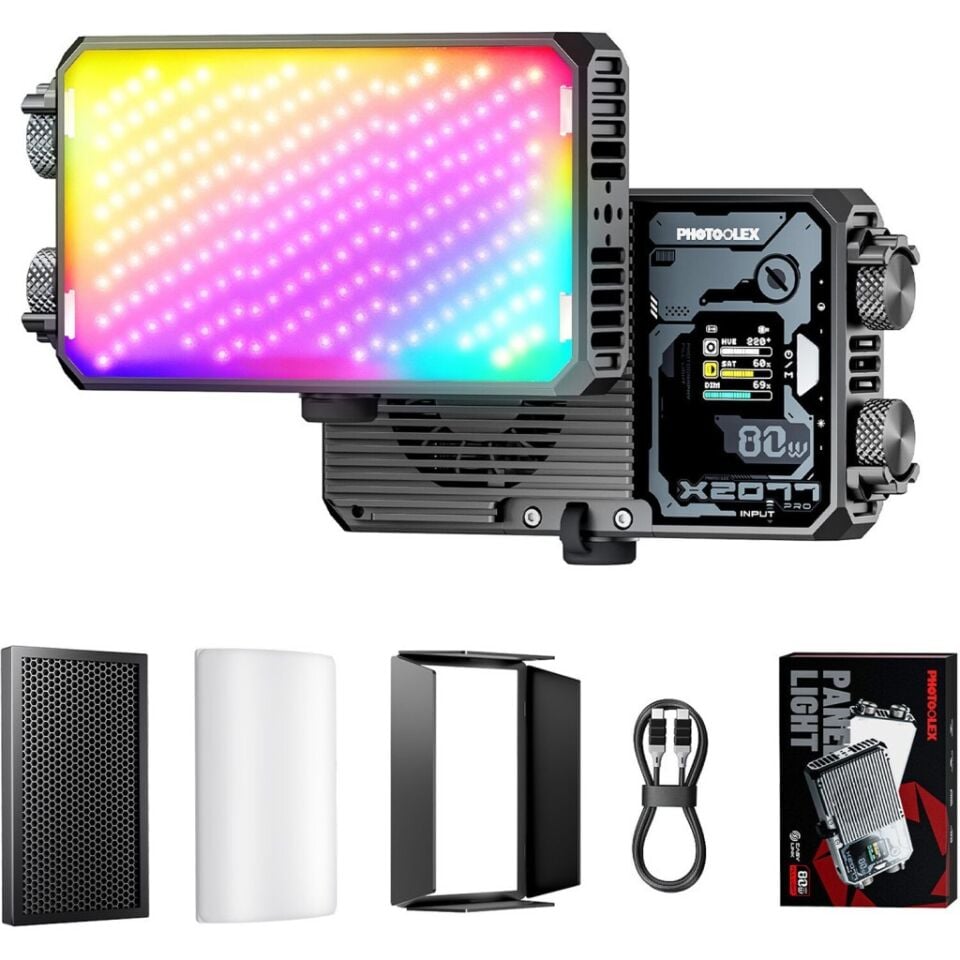 Photoolex X2077 Pro 80W RGB Profesyonel Video Fotoğraf LED Panel Işık