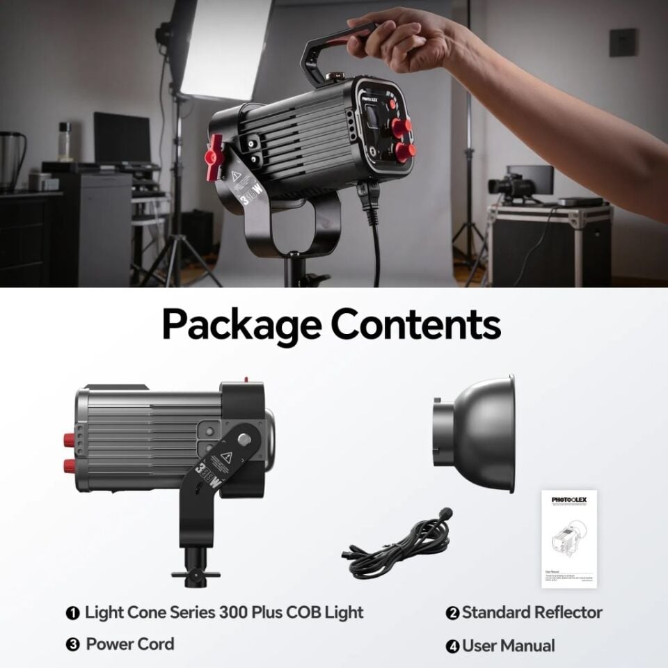 Photoolex CONE 300W Plus COB Profesyonel Video ve Stüdyo Işığı