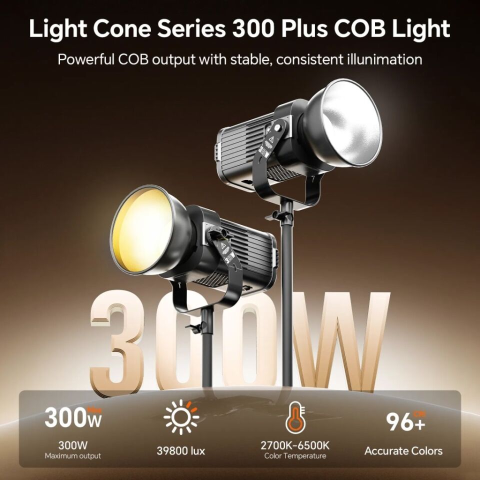 Photoolex CONE 300W Plus COB Profesyonel Video ve Stüdyo Işığı