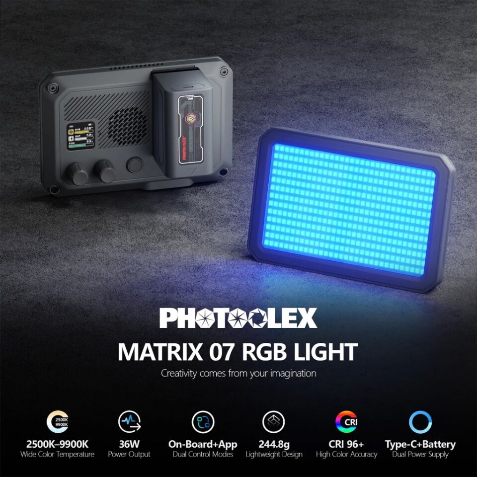 Photoolex Matrix 7 RGB 7 İnç 36W Profesyonel Video Fotoğraf ve Canlı Yayın LED Panel Işık