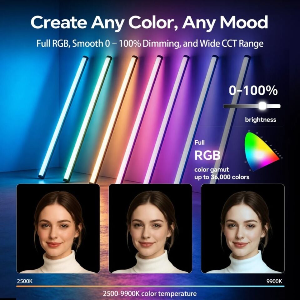 Photoolex B1200 120 cm 38W APP Kontrollü RGB Tube LED Işık