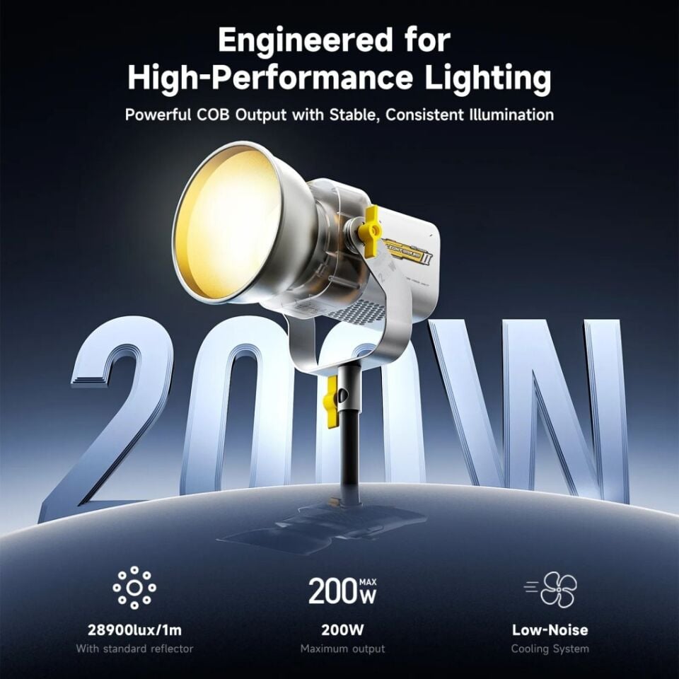Photoolex LIGHT CONE II 200W COB APP Kontrollü Profesyonel Stüdyo Video Işığı