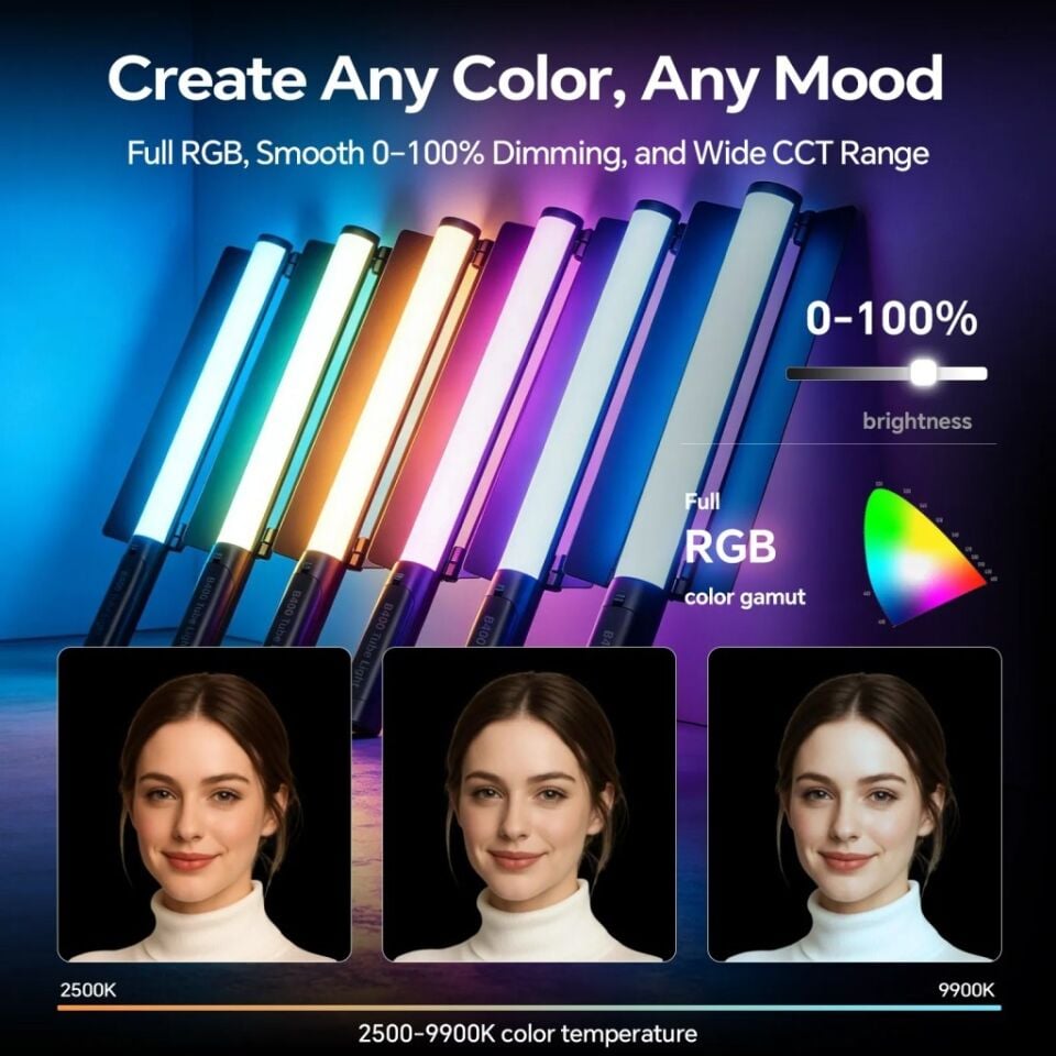 Photoolex B400 25W APP Kontrollü RGB Tube LED Işık