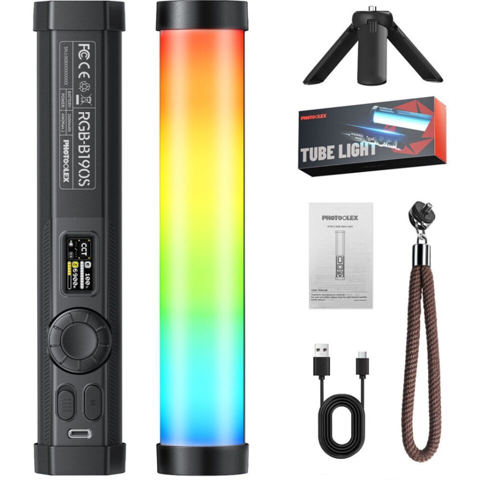 Photoolex B190S RGB LED Tube Light Profesyonel Video ve Fotoğraf Işığı