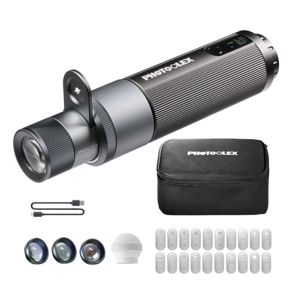 Photoolex Zoom Light Pro 12W RGB LED Spotlight Gobo Fotoğraf Işığı