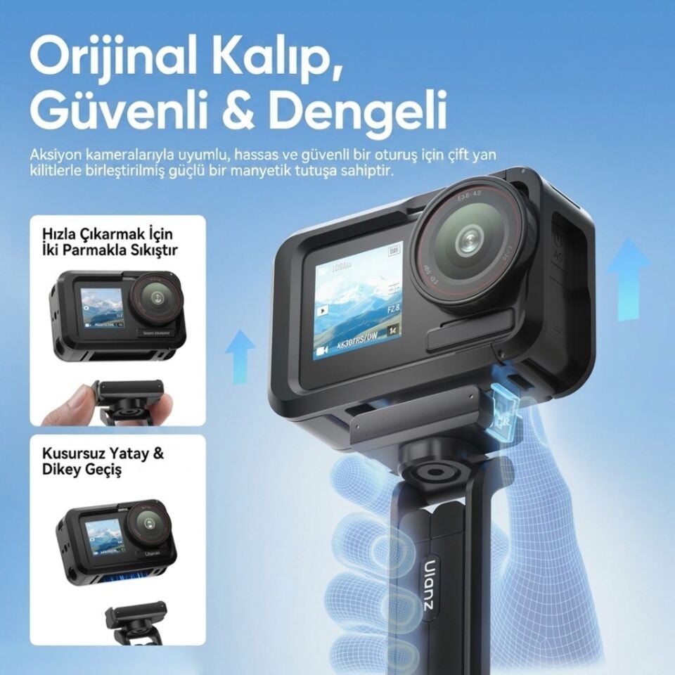 Ulanzi MA70 Osmo Action 3 4 5 Uyumlu Manyetik Aksiyon Kamera Tripodu