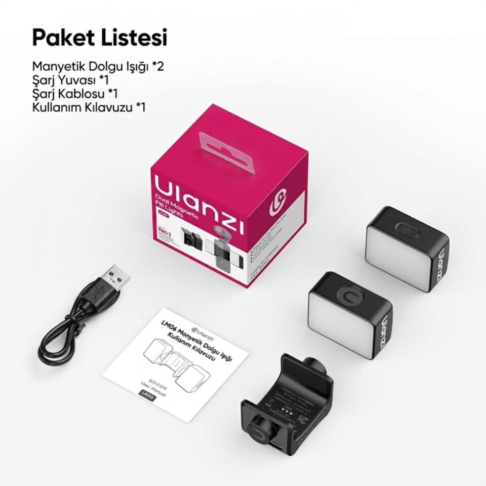 Ulanzi LM06 Çift Manyetik Mini LED Dolgu Işığı Pocket 3/4 Uyumlu